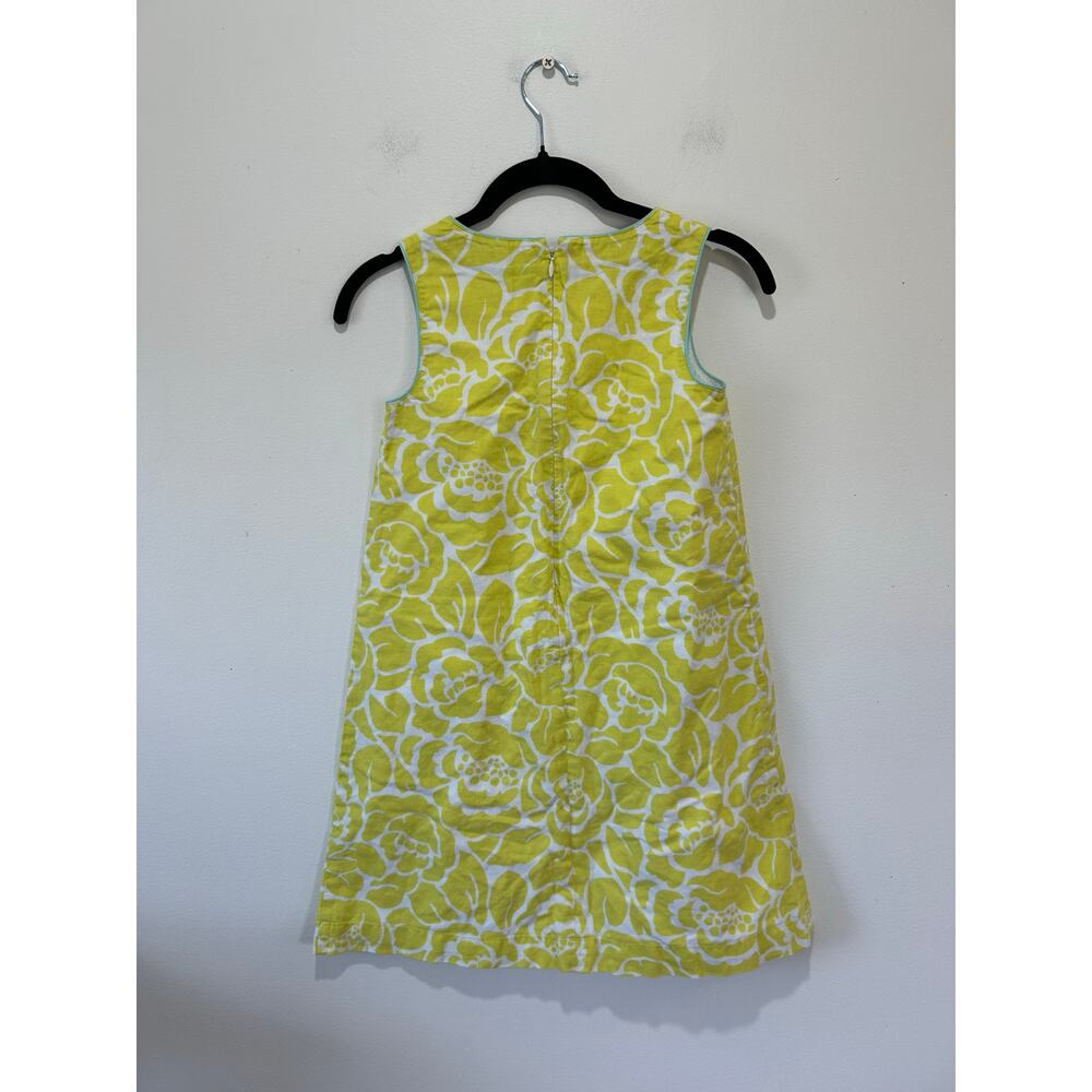 Mini Boden linen cotton dress girls 9-10 yellow floral print sleeveless